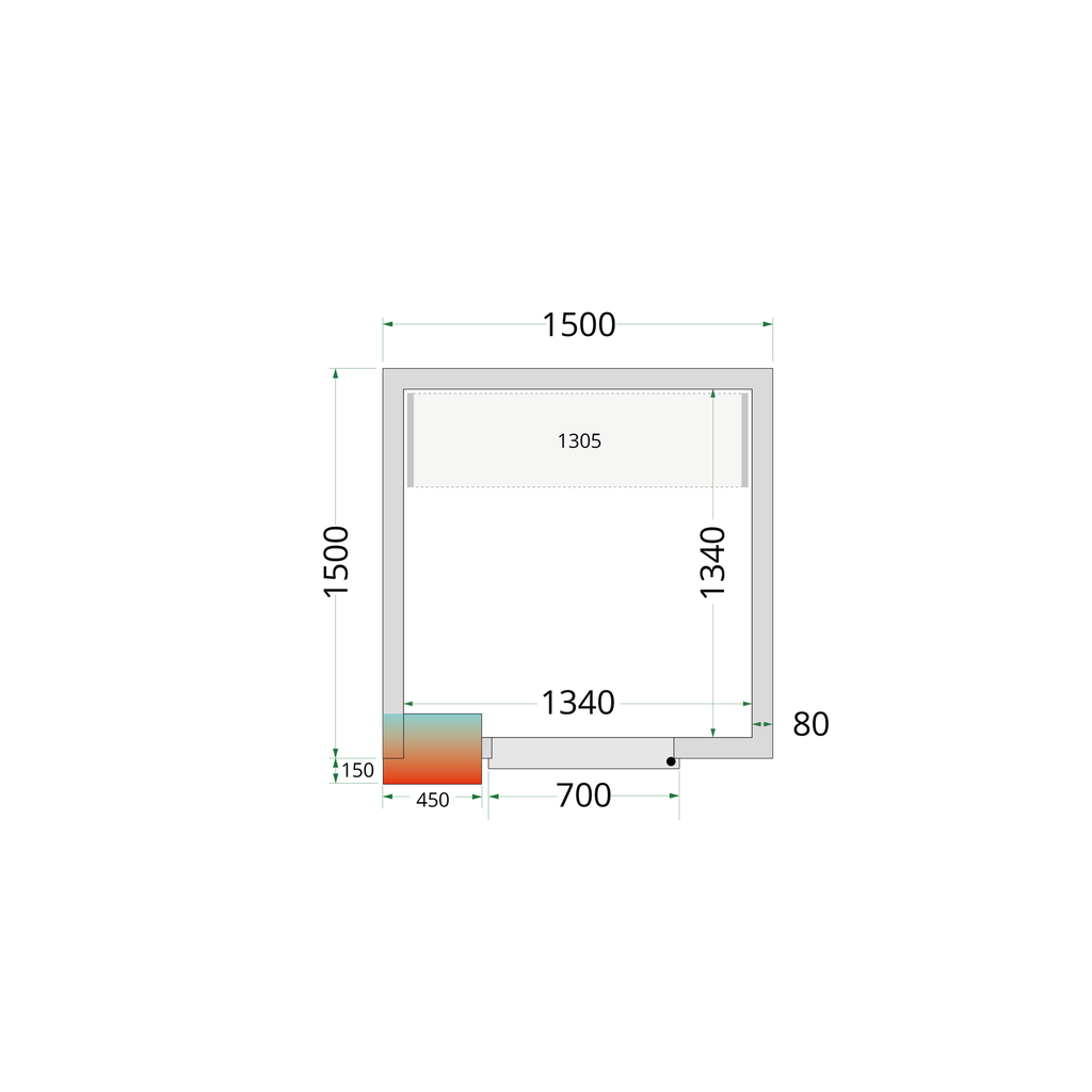 Panneaux de chambre froide 80 mm CR 150x150x220