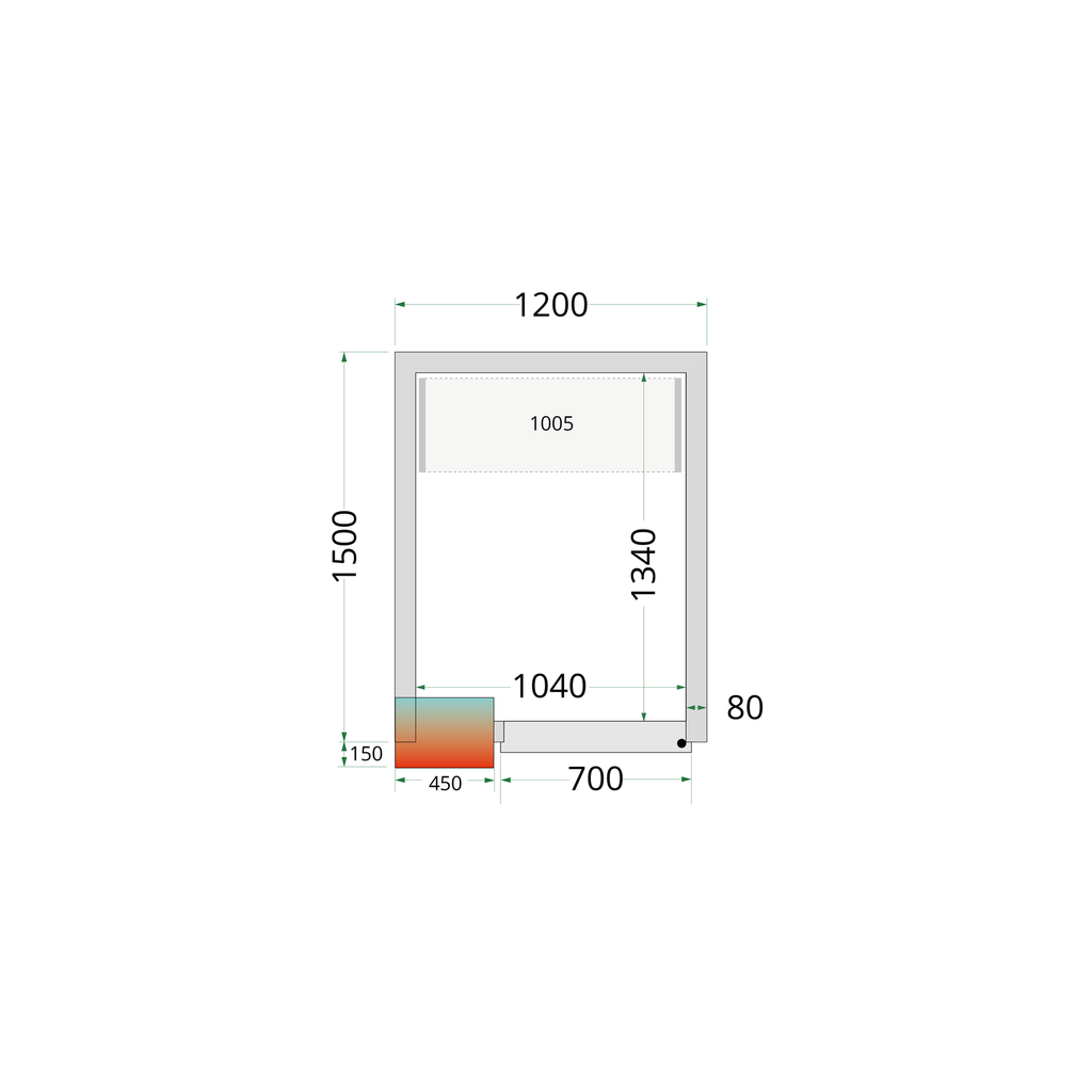 Panneaux de chambre froide 80 mm - sans plancher CR 120x150x212 NF