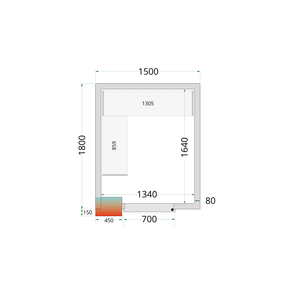 Panneaux de chambre froide 80 mm CR 150x180x220