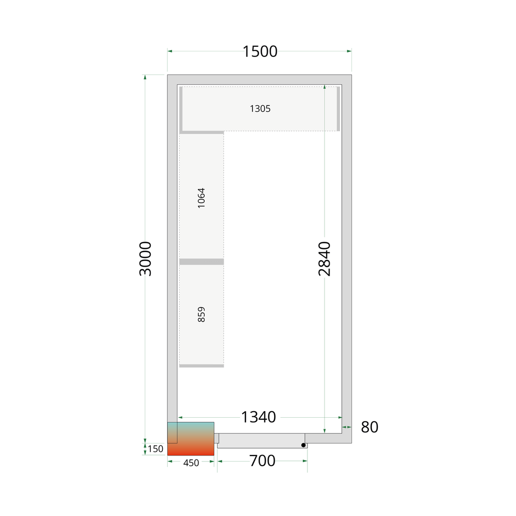 Panneaux de chambre froide 80 mm CR 150x300x220