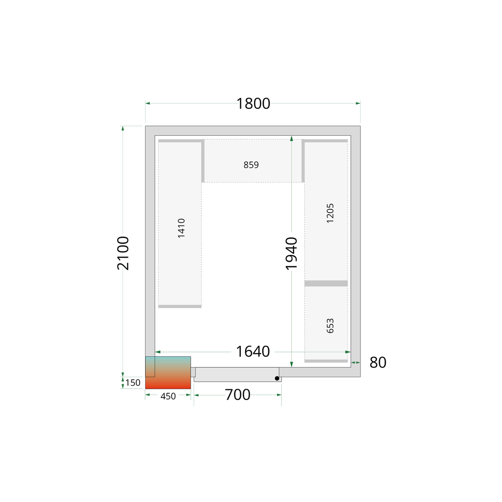 Panneaux de chambre froide 80 mm CR 180x210x220