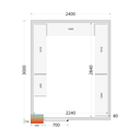 Panneaux de chambre froide 80 mm - sans plancher CR 240x300x212 NF
