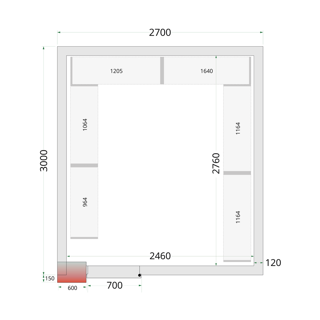 Panneaux de chambre froide 80 mm CR 270x300x220