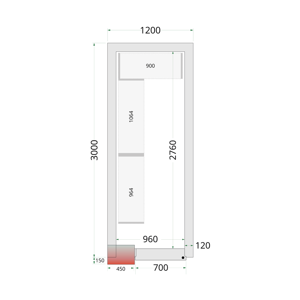 Panneaux de chambre congélation 120 mm CR 120x300x220