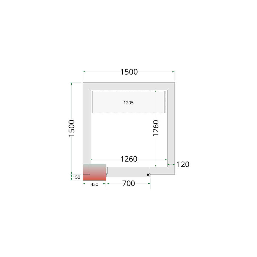 Panneaux de chambre congélation 120 mm CR 150x150x220