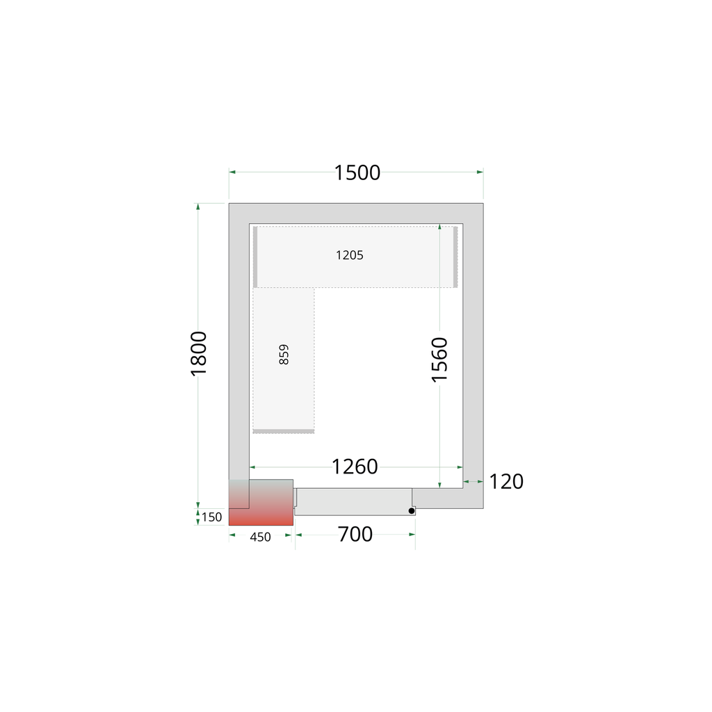 Panneaux de chambre congélation 120 mm CR 150x180x220
