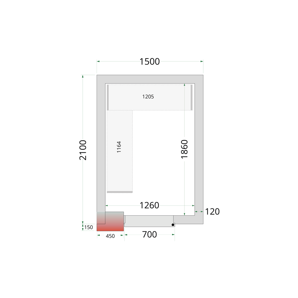 Panneaux de chambre congélation 120 mm CR 150x210x220