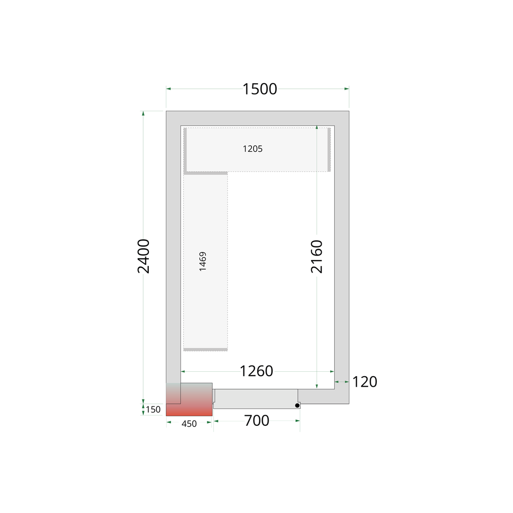 Panneaux de chambre congélation 120 mm CR 150x240x220