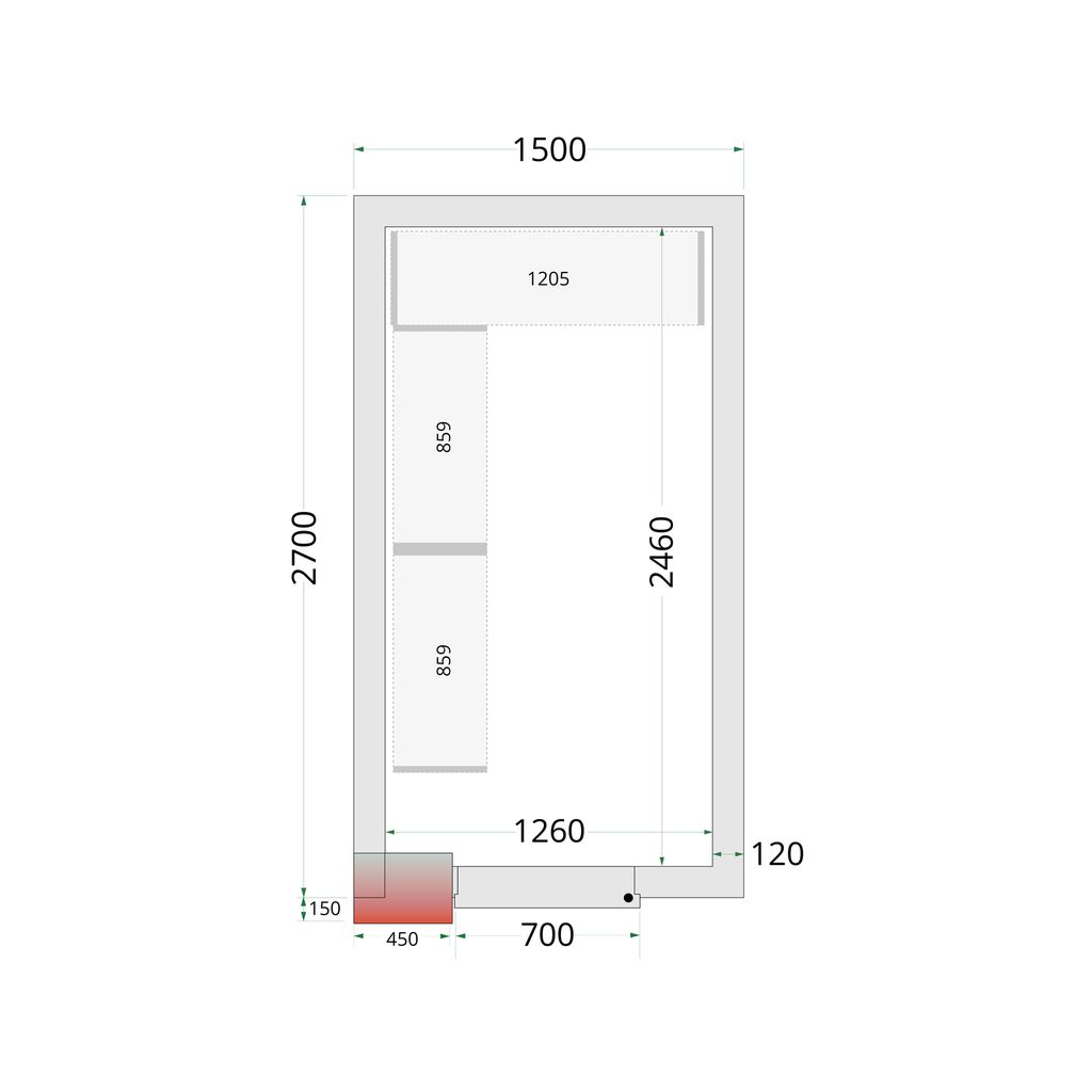 Panneaux de chambre congélation 120 mm CR 150x270x220