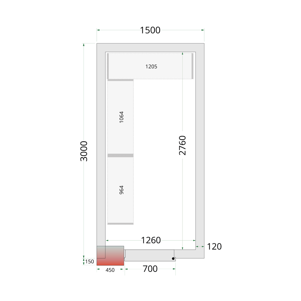 Panneaux de chambre congélation 120 mm CR 150x300x220