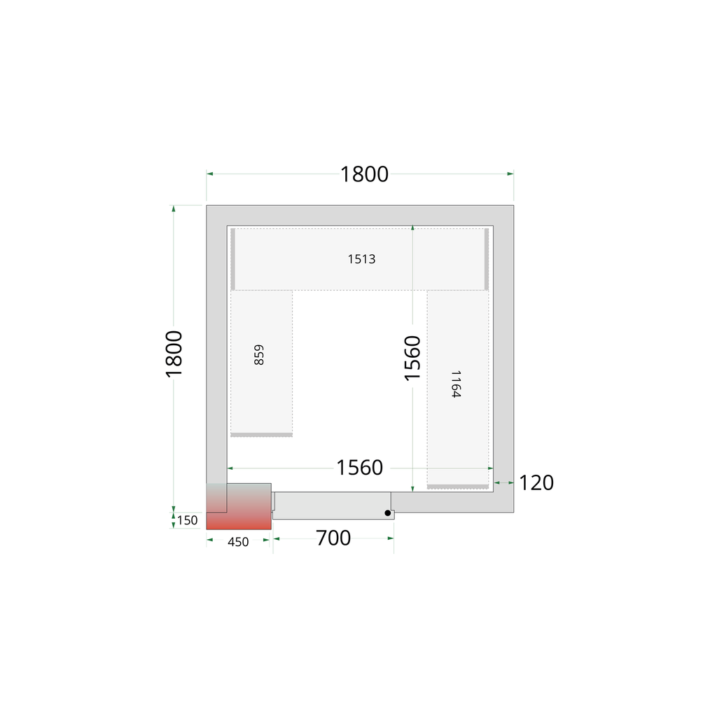 Panneaux de chambre congélation 120 mm CR 180x180x220