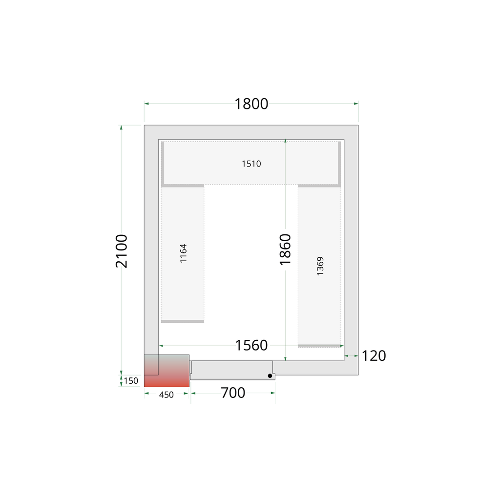 Panneaux de chambre congélation 120 mm CR 180x210x220