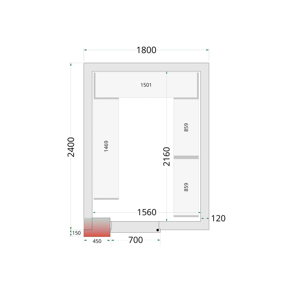 Panneaux de chambre congélation 120 mm CR 180x240x220