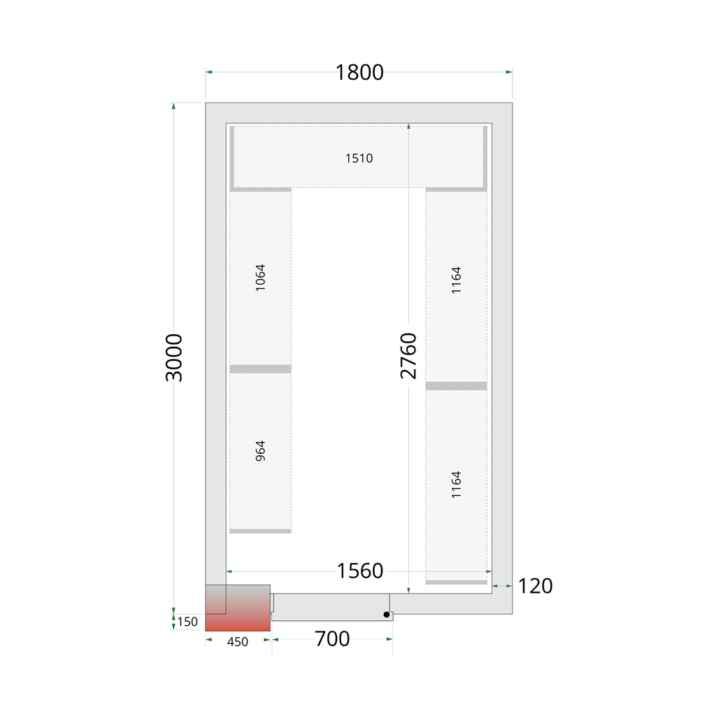 Panneaux de chambre congélation 120 mm CR 180x300x220