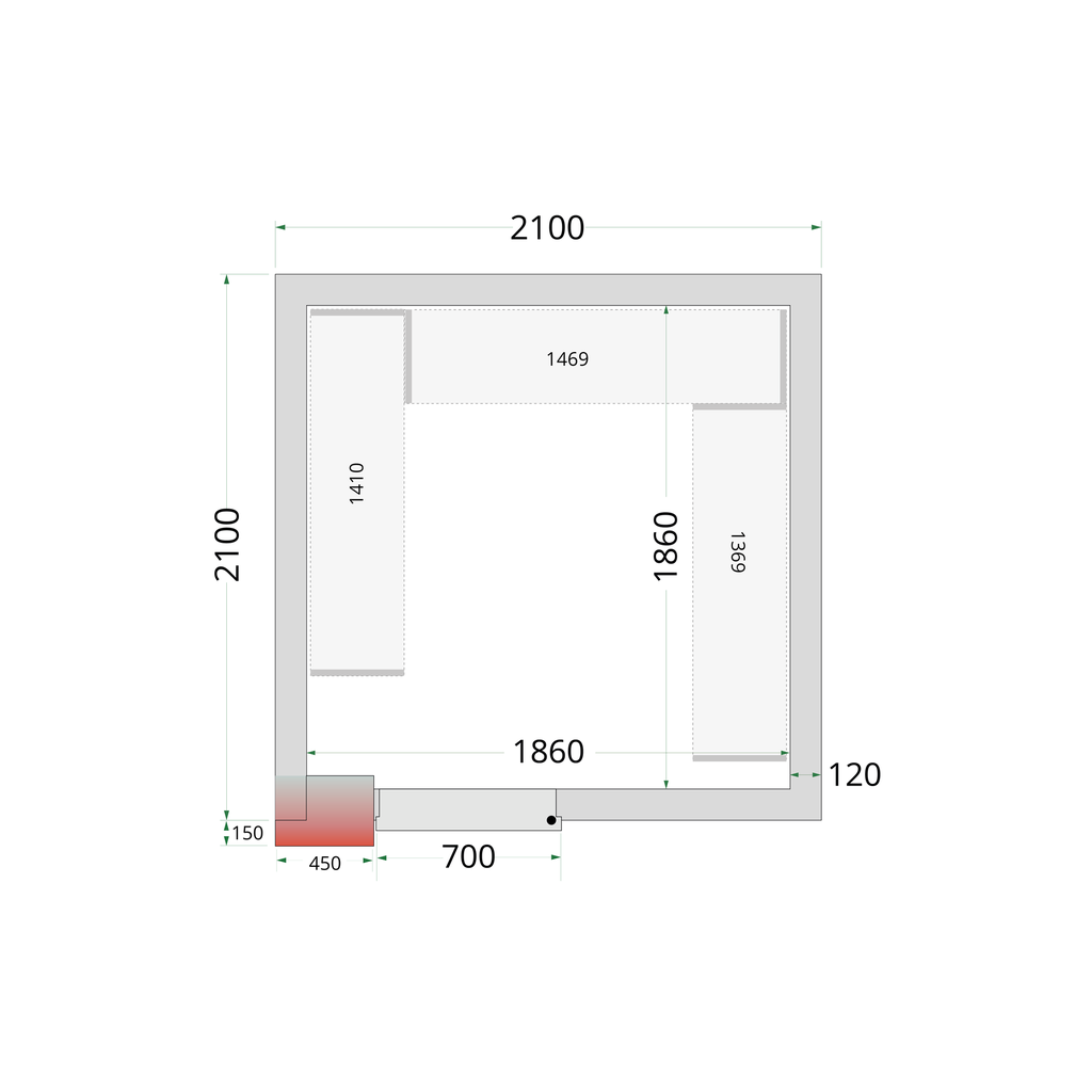 Panneaux de chambre congélation 120 mm CR 210x210x220