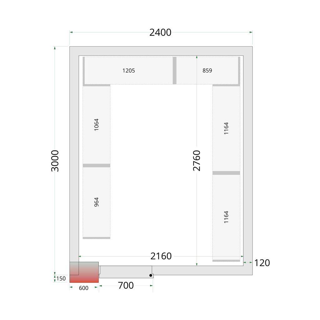 Panneaux de chambre congélation 120 mm CR 240x300x220