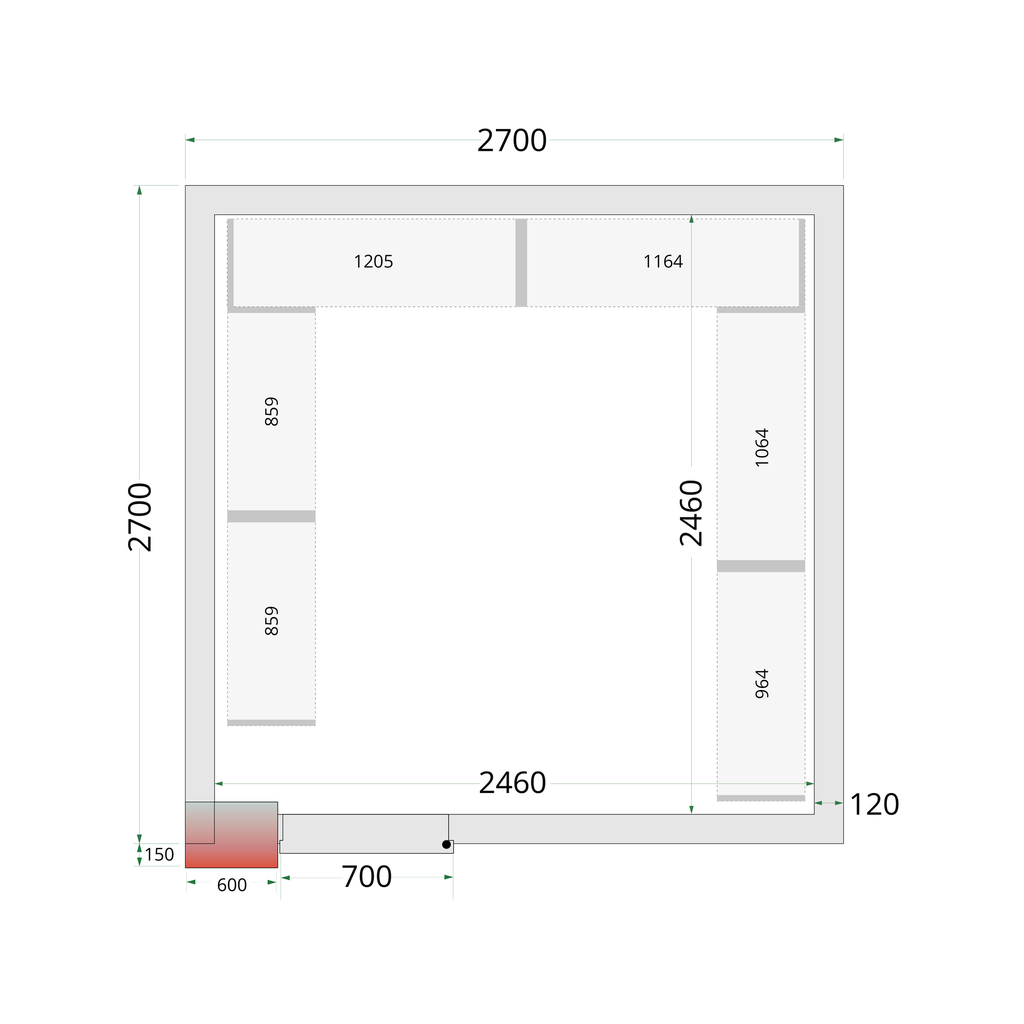 Panneaux de chambre congélation 120 mm CR 270x270x220