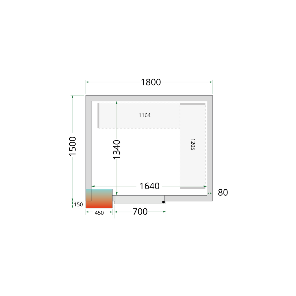 Panneaux de chambre froide 80 mm CR 180x150x220