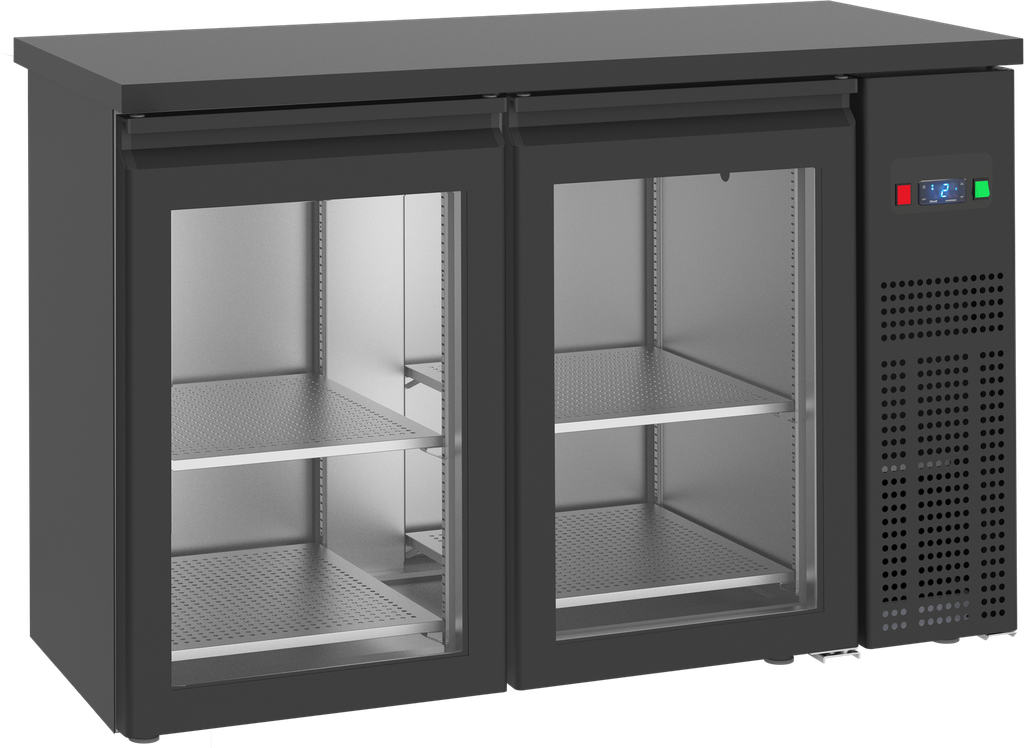 Arrière de bar traversant noir - 2 portes FGB138 DDG