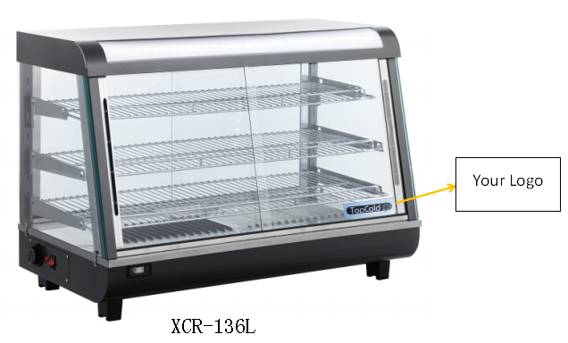 Vitrine à poser chaude 4 faces vitrées RCR-136 HOT