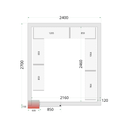 Panneaux de chambre congélation 120 mm - porte de 850 mm CR 240x270x220 WD
